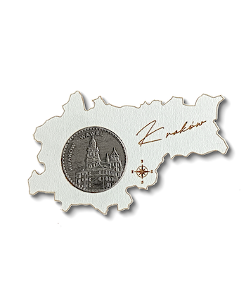 Kraków wawel kontur miasta moneta magnesy pamiatkowe drewniane metalowe 3D