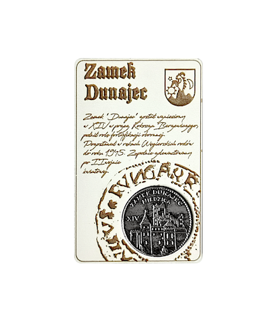 Zamek Dunajec magnes na lodówkę, magnes pamiątkowy drewniany z monetą pamiątka